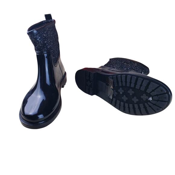 MICHAEL KORS | Rubber Pull On Embellished| Black | Rain Boots | Size 9 - Picture 1 of 6